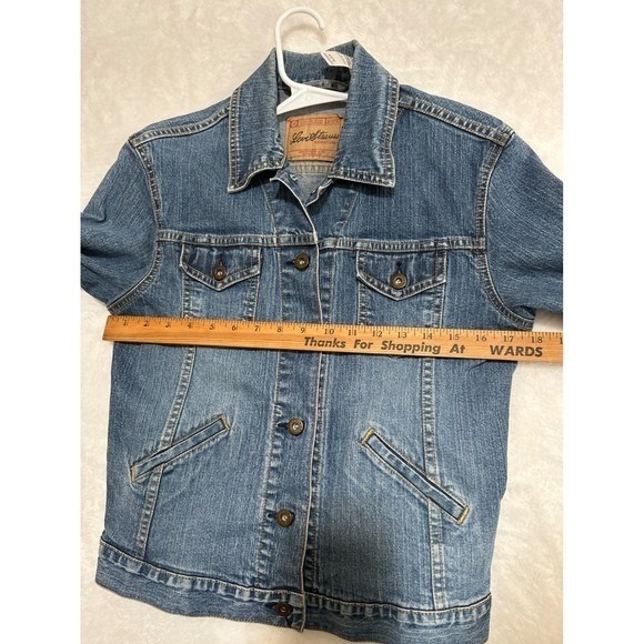 Levi Strauss Signature Women Denim Jacket Medium Blue Trucker Style size 8/10 - Picture 5 of 11